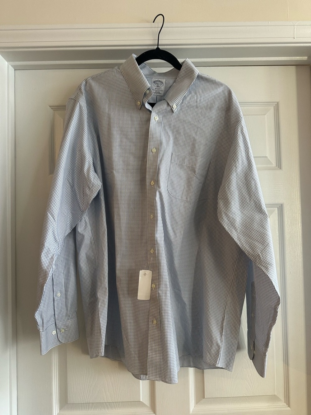 Brooks Brothers Blue and White Micro-Check Button-Down Shirt